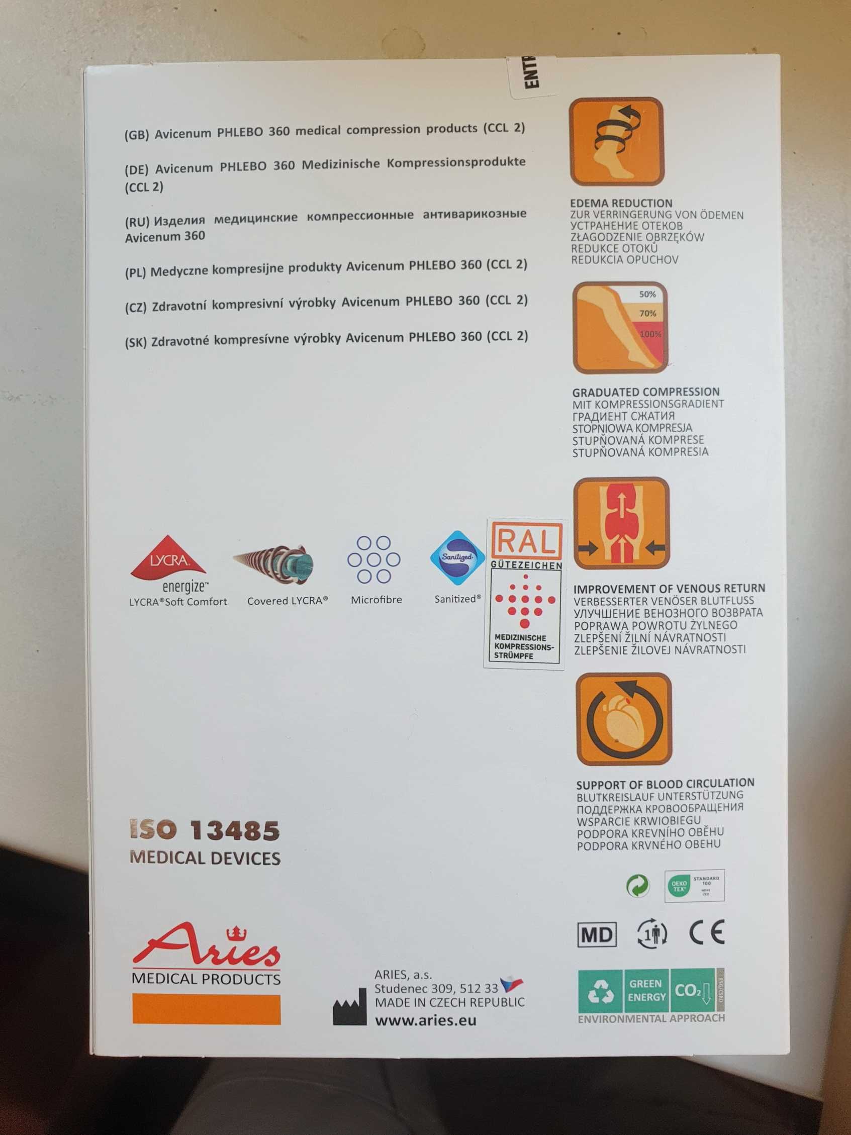 Pończochy Aries Avicenum 360, M, 2, czarne — uciskowe przeciwżylakowe