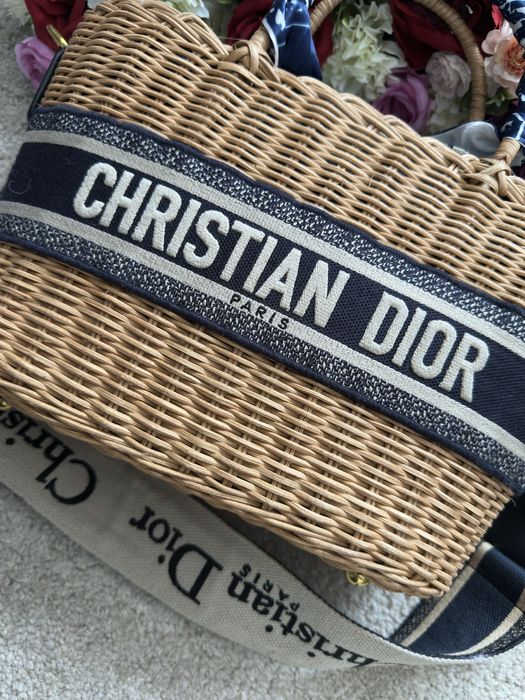 Torebka letnia plazowa na lato koszyk wiklinowy Dior