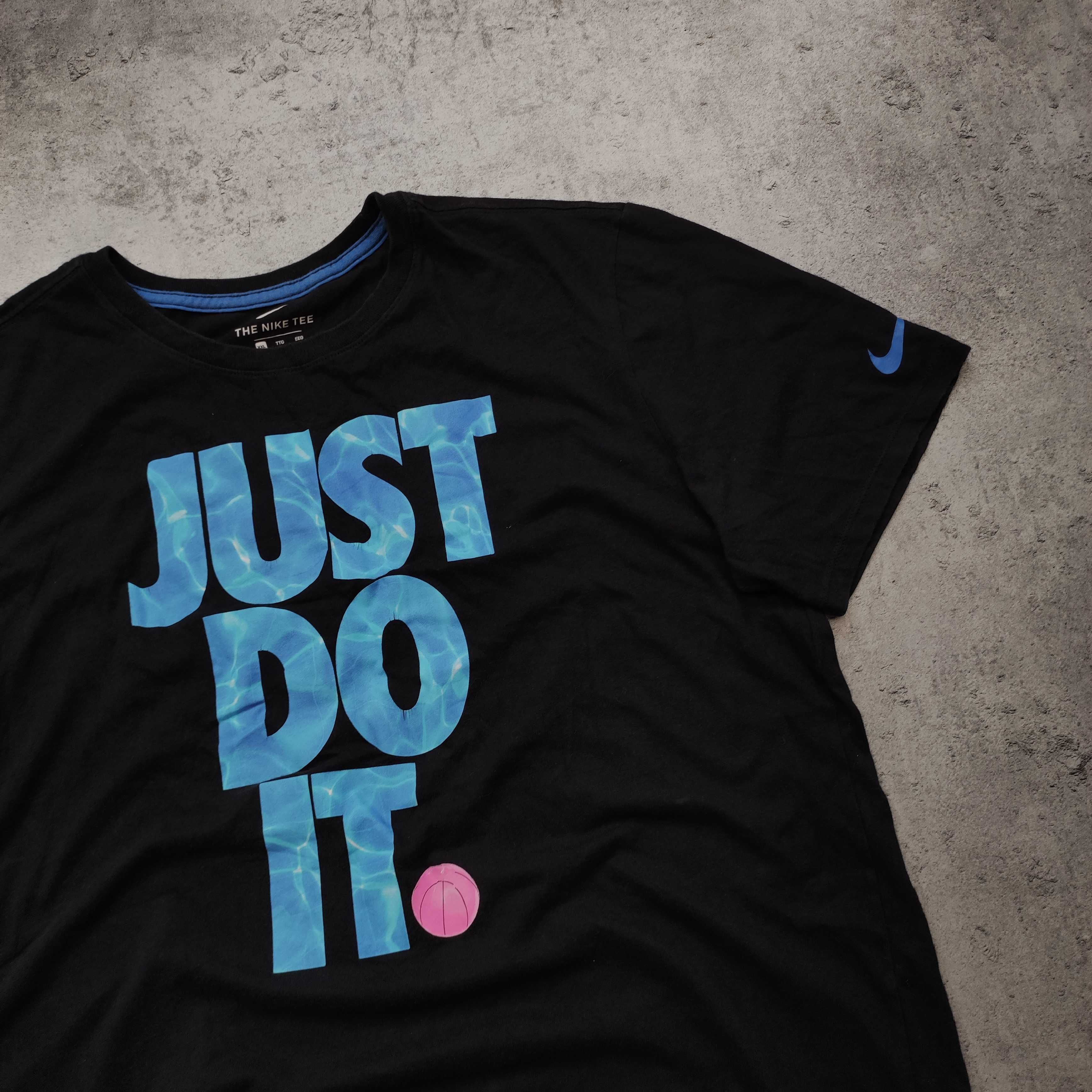 MĘSKA Koszulka Bawełna Czarna Duże Logo Nike JUST Do It Sport Casual