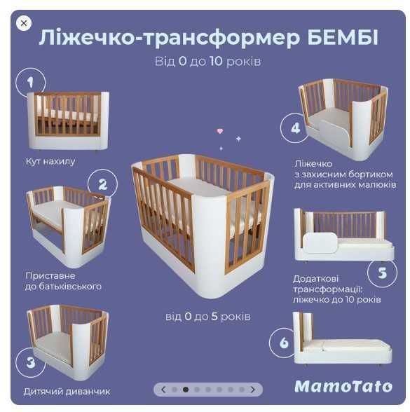 НОВЕ якісне дитяче ліжко з матрасом бренда MamaTato