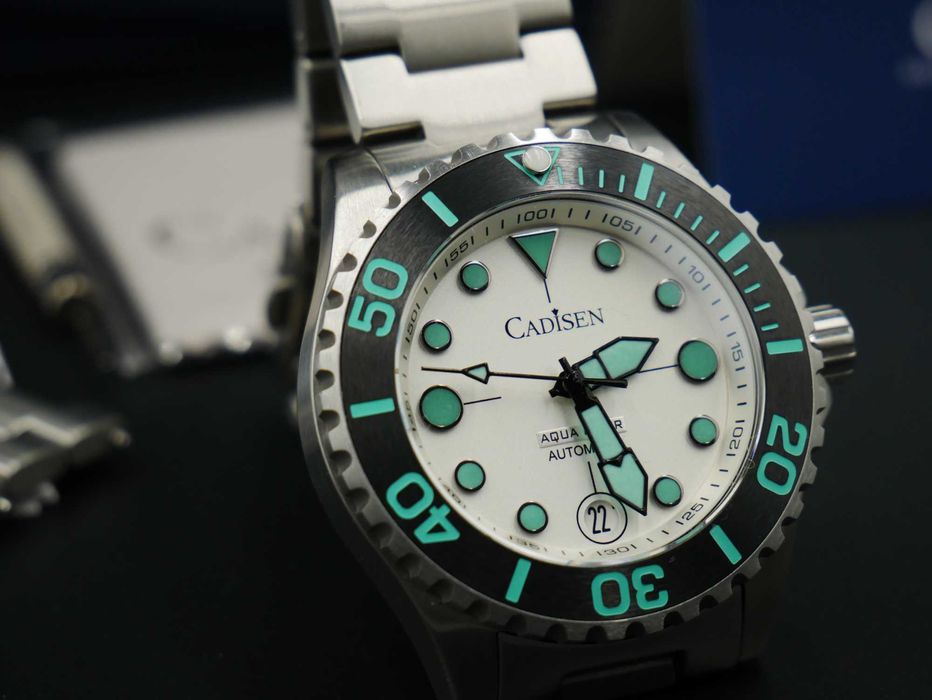 Zegarek Automatyczny Cadisen c8232 AquaDiver NH35 Szafir Full Set