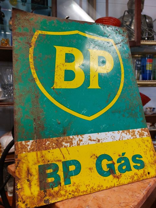 Antiga placa publicitária esmaltada original BP