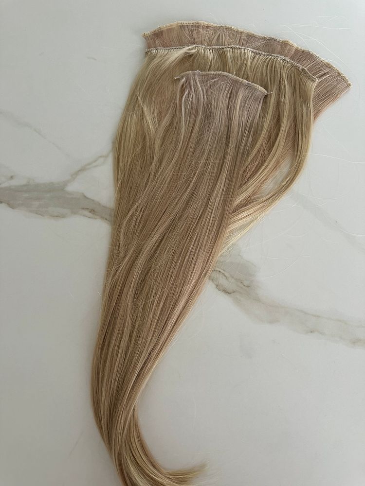 Włosy na taśmie clip in zestaw włosów jasny blond