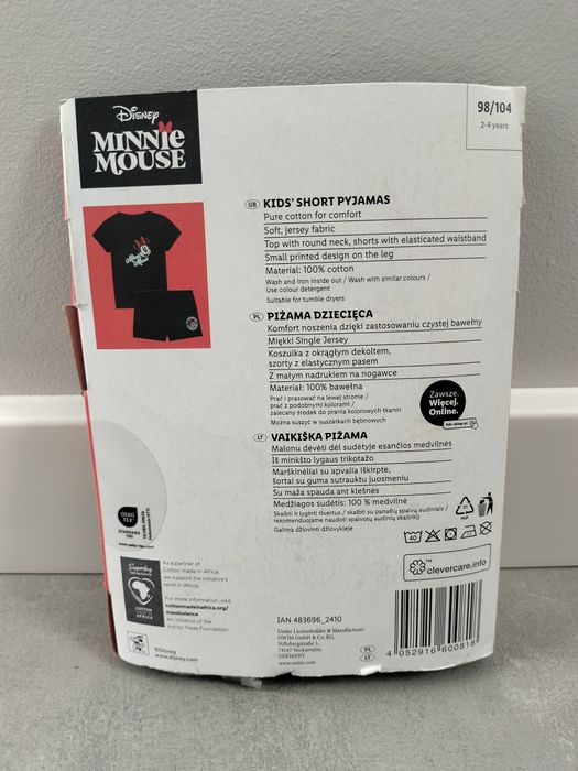 Piżama dziecięca z bawełny Disney Minnie Mouse - rozmiar 98/104