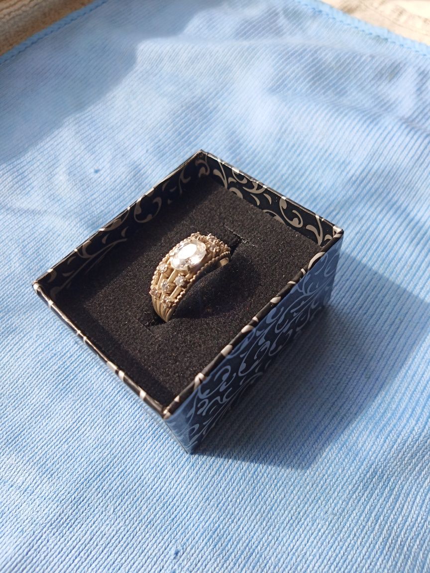 Набор комплект кольцо+серьги серебро 925 с покрытием вставка фианит