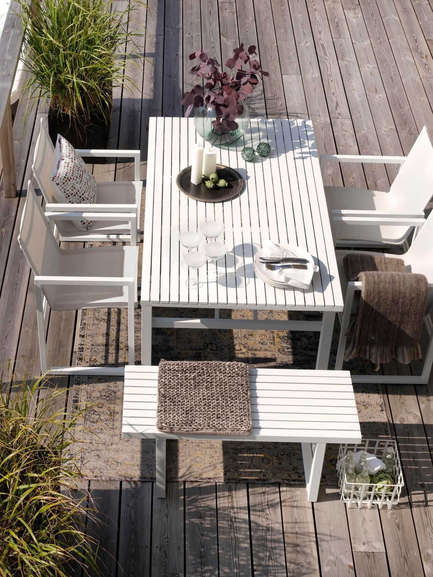 Stół ogrodowy Vevi 160x90 aluminiowy biały