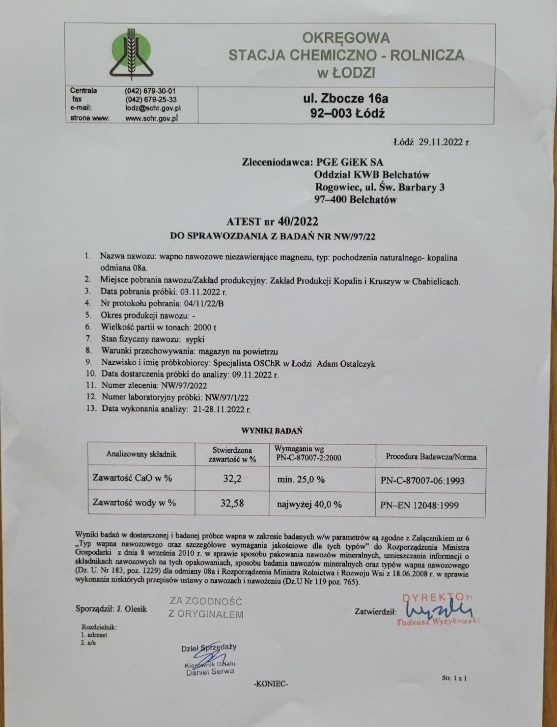 kreda jeziorna- kopalnia Bełchatów