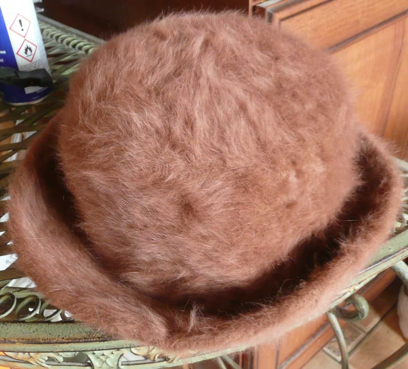 kapelusz zimowy czapka ANPOL angora brąż