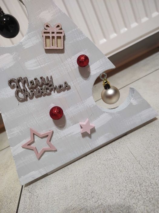 Choinka drewniana decoupage świąteczna dekoracja