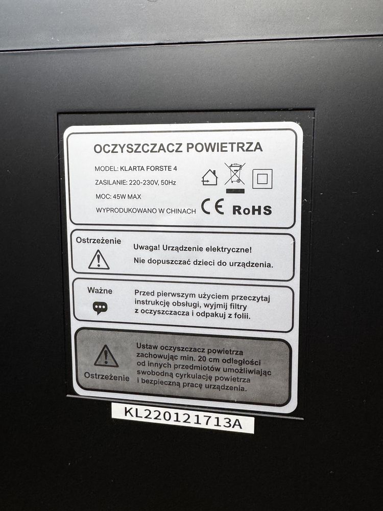 Oczyszczacz powietrza KLARTA FORSTE4