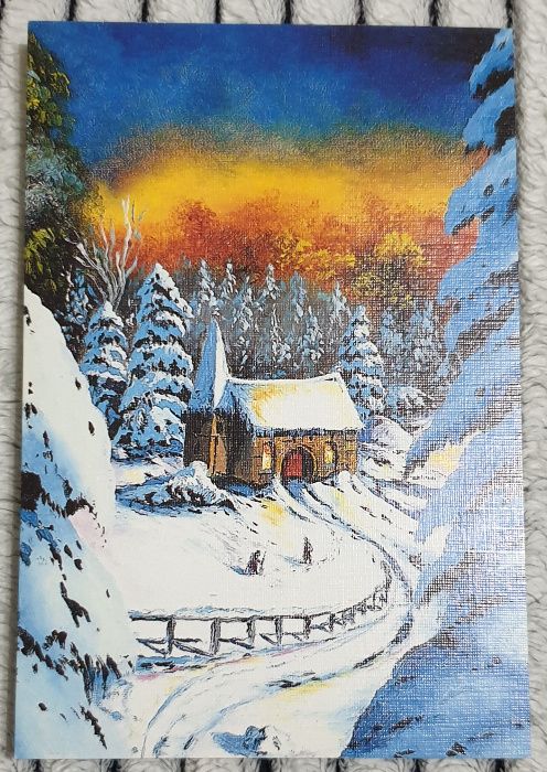 Wesołych Świąt Boże Narodzenie - kartki pocztowe malowane stopą