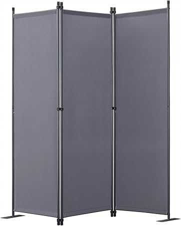 1885 Parawan składany 3 Panele ścianka działowa 168 x 165 cm szary