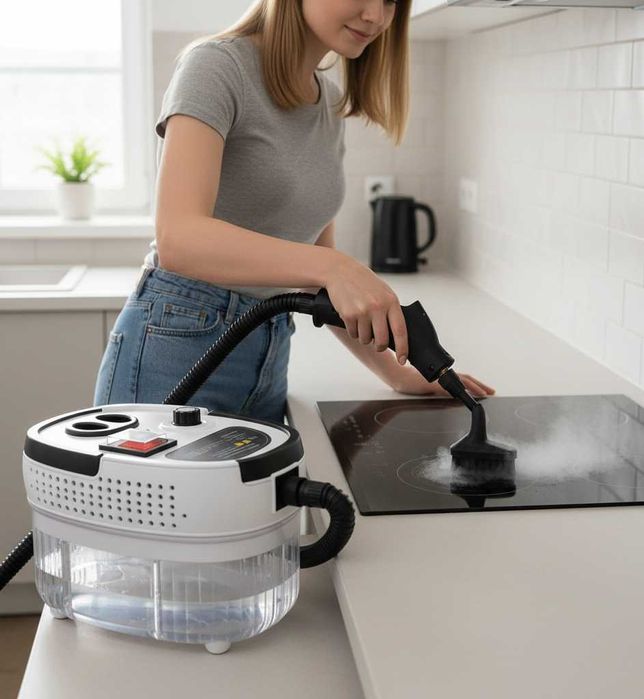 Паровий очищувач для дому 1,2л 2500W + 7 насадок пароочиститель