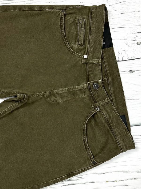 Dondup George Jeansy Rurki Męskie Spodnie Skinny Fit Logowane Khaki r.