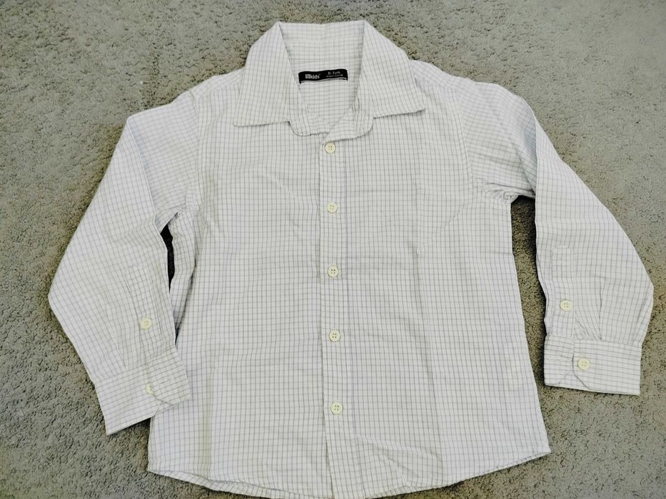 Koszula Reserved 122 biała w fioletowa kratkę