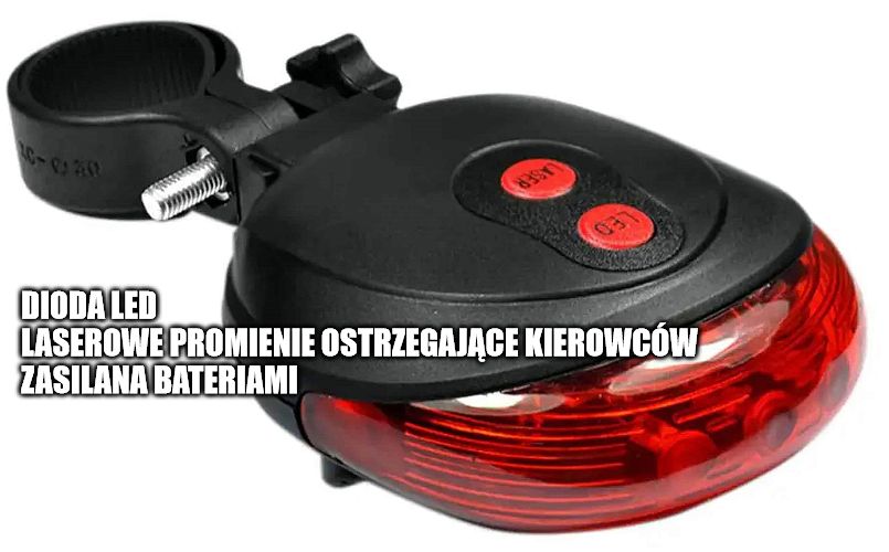 Lampka Rowerowa Tylna LED z Laserową Symulacją Toru Jazdy