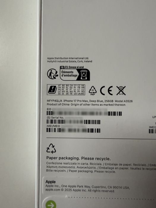 iPhone 17 Pro Max 256Gb Blue (selado)