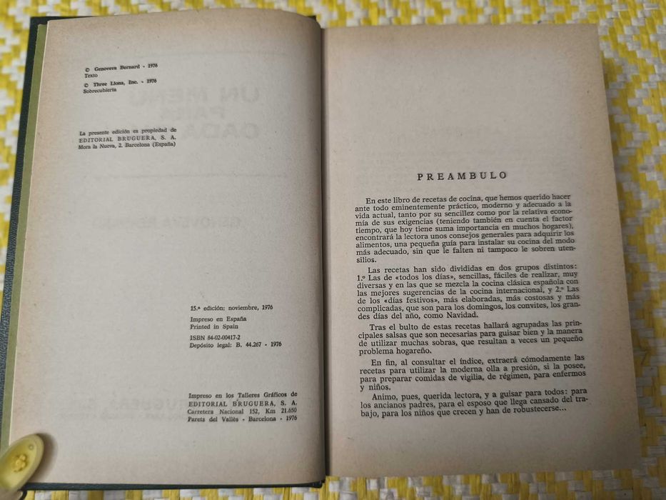 Un menú para cada día 
con recetas de cocina, 
de Genoveva Bernard