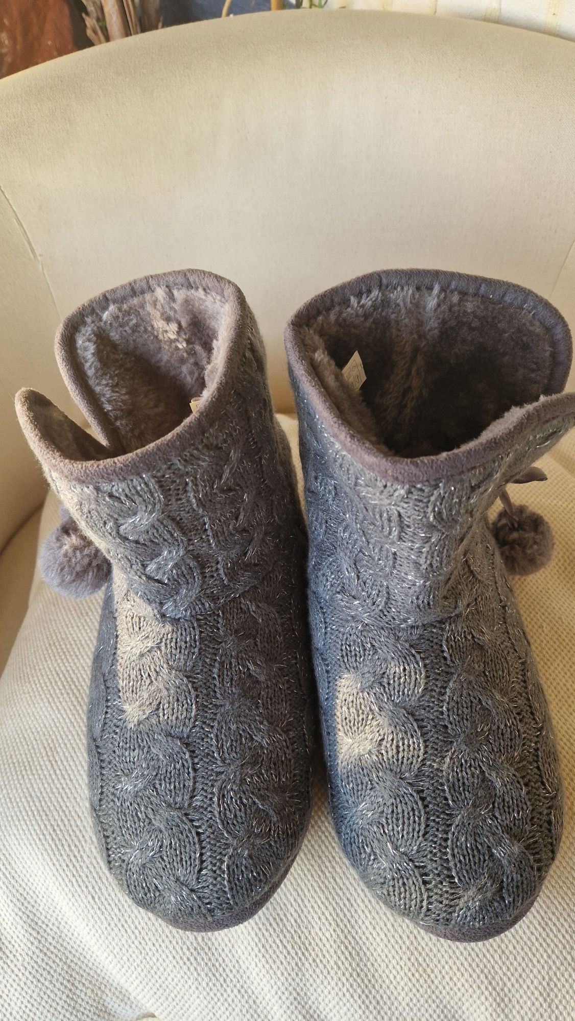 Bota pantufa de cor cinzenta 36-37