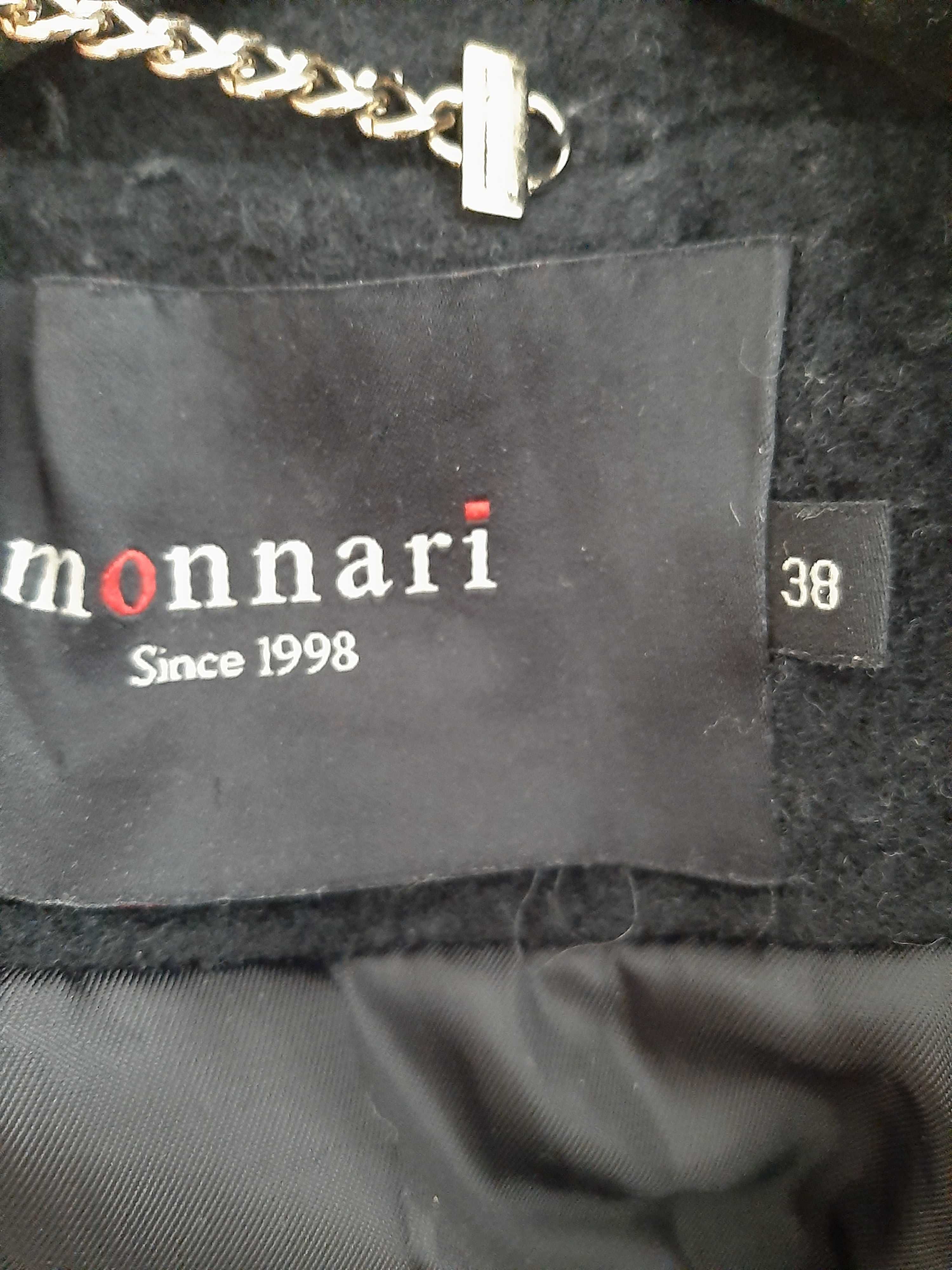 Czarny płaszcz Monnari, wełniany 80%, r.38 miś