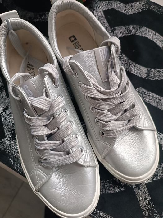 Trampki damskie Big Star srebrne -38.Bdb