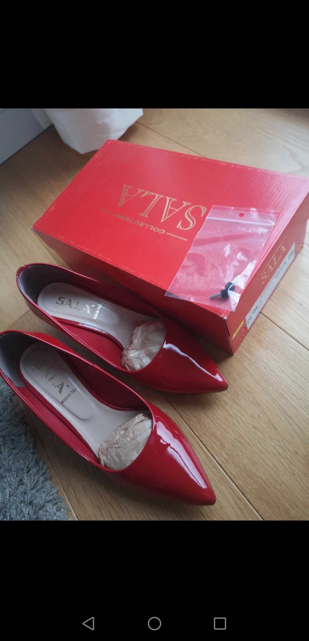 Nowe, czerwone, skórzane buty SALA rozmiar 38.5
