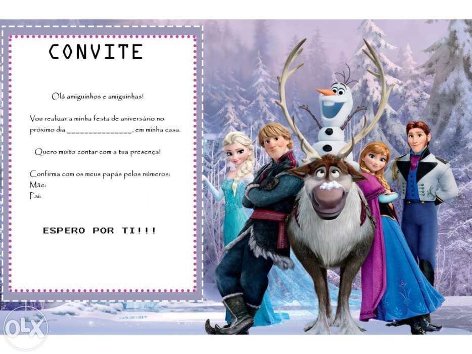 Convites de aniversário Disney, Minnie, Simpsons, Frozen, outros