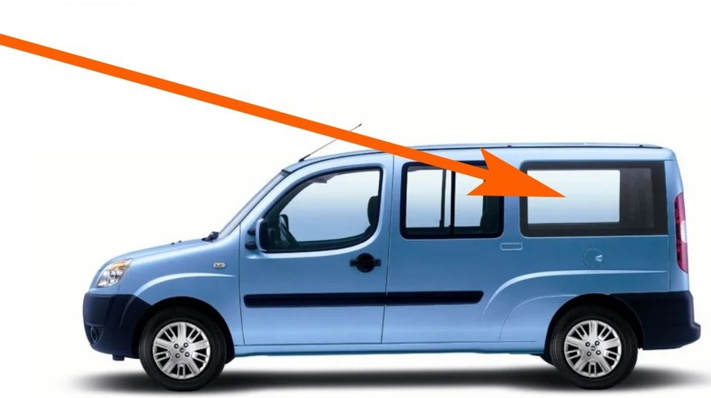 Боковое стекло заднее салона левое длинная база Fiat Doblo Фиат Добло