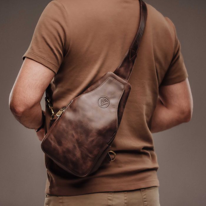 Сумка кожаная слинг мужская / Шкіряна чоловіча сумка через плече VS095