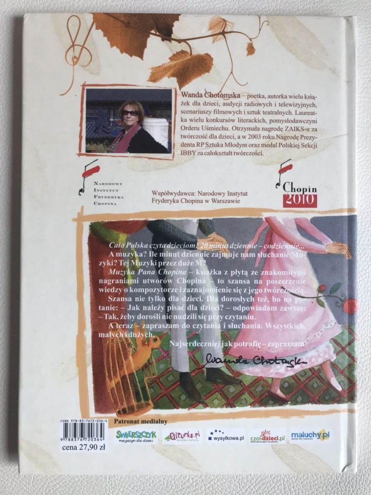 Muzyka Pana Chopina. Wanda Chotomska. Książka z płytą CD.