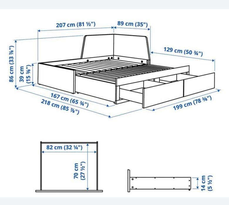 Cama indiv/dupla c/2 gav/2 colchões, branco, 80x200 cm