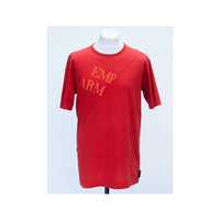 Emporio Armani t-shirt L czerwony easy fit asymetryczny
