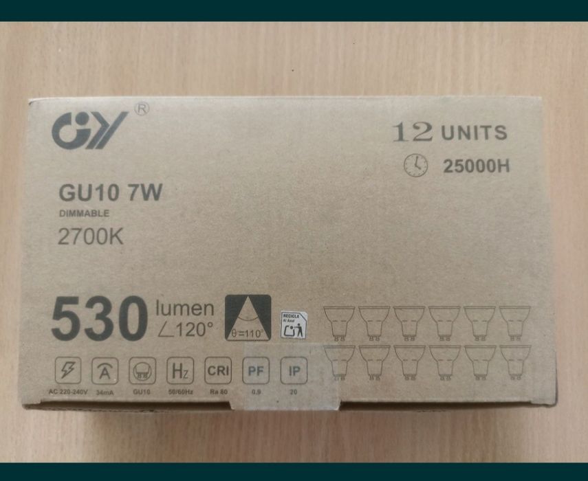Світлодіодна лампочка GY цоколь GU10 коробка 12штук