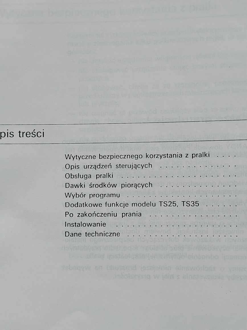 Instrukcja obsługi pralki automatycznej Candy 1994rok