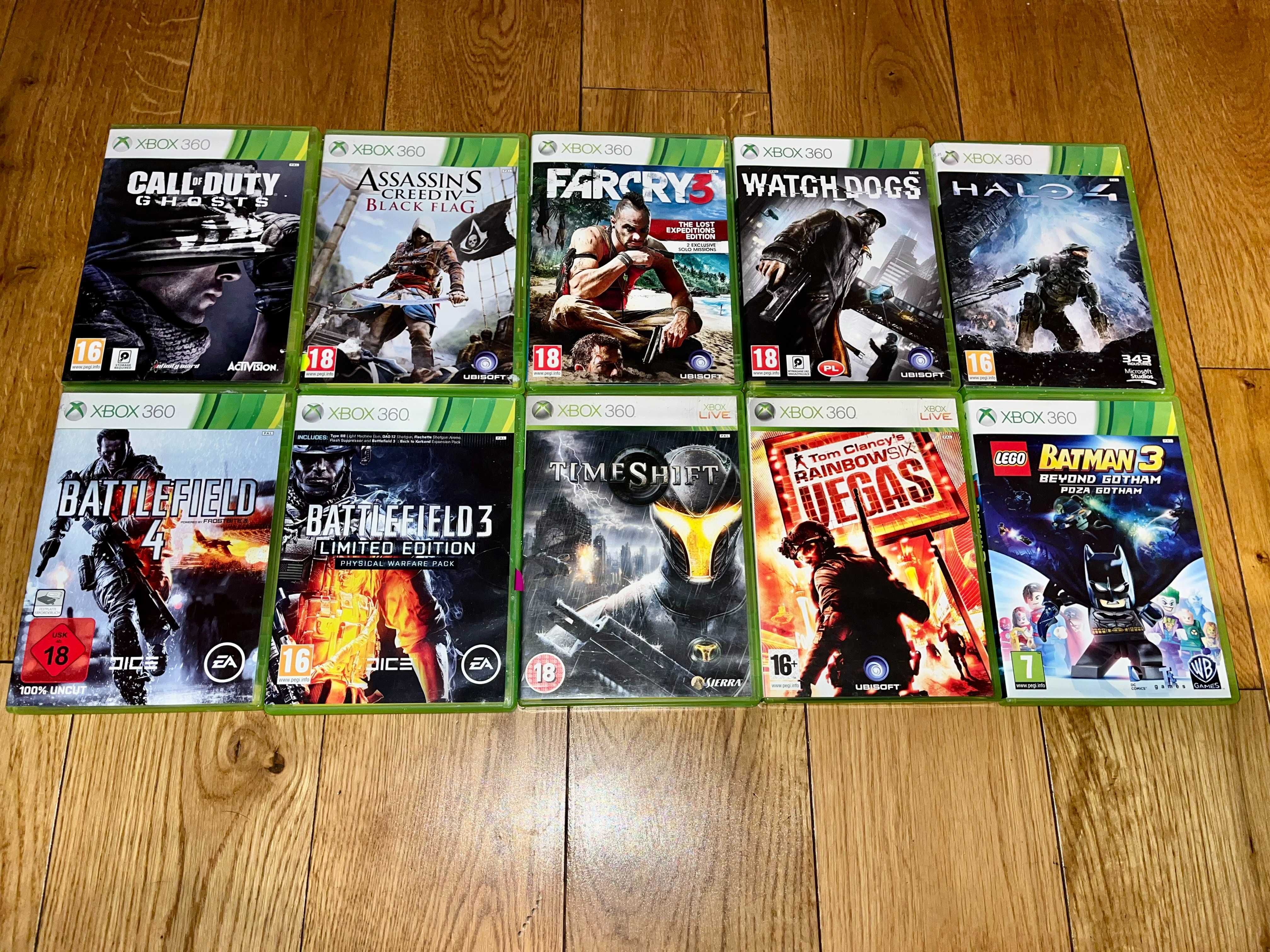 Zestaw 10 gier na Xbox360 : Lego:Batman Battlefield Farcry 3 COD Watch