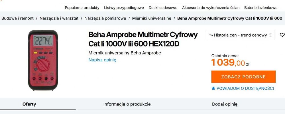 Multimetr Cyfrowy Beha Amprobe Miernik Cat III 1000V 600V HEX120D NOWY
