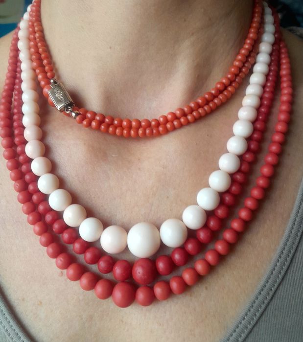 Zabytkowy Naszyjnik Złoto 750 Koral nat. WYCENA