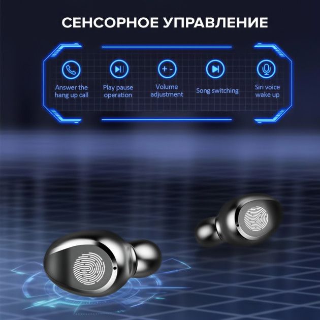 Бездротові Bluetooth сенсорні навушники Amoi F9+кейс-павербанк