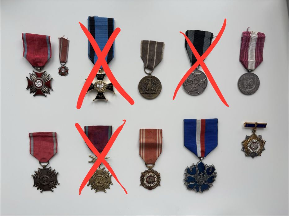 Medale, odznaczenia, naszywki, legitymacje