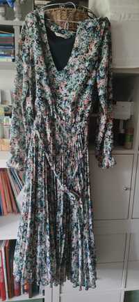 Tatuum sukienka midi z plisowanym dołem kwiatki 34 XS jsk nowa