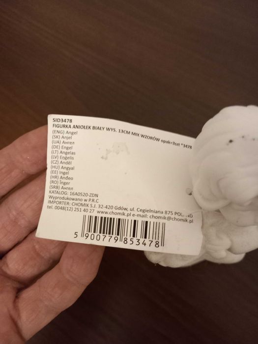 Figurka Anioł gips 13 cm