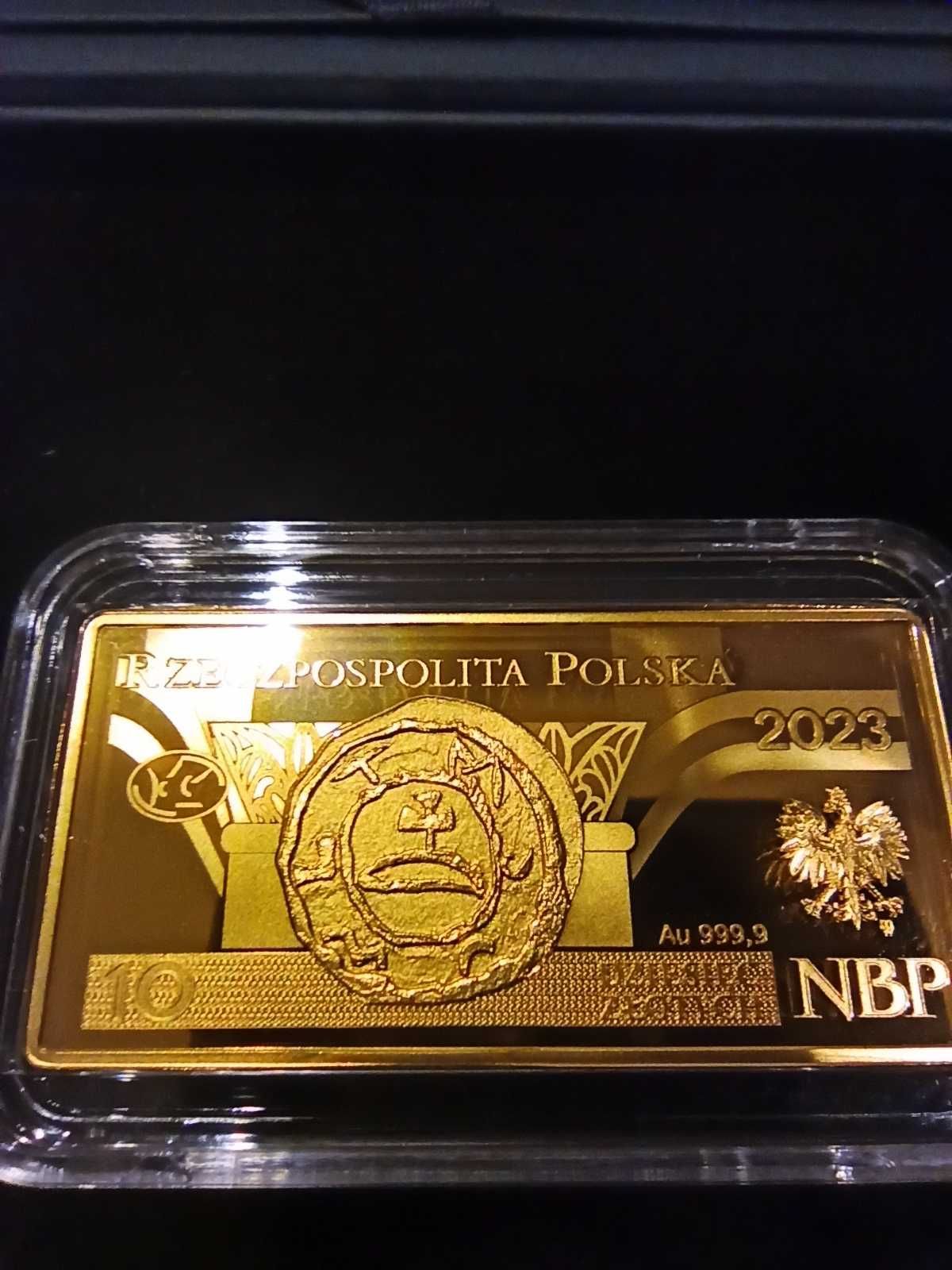 Złota moneta 10 zł POLSKIE BANKNOTY OBIEGOWE  + paragon