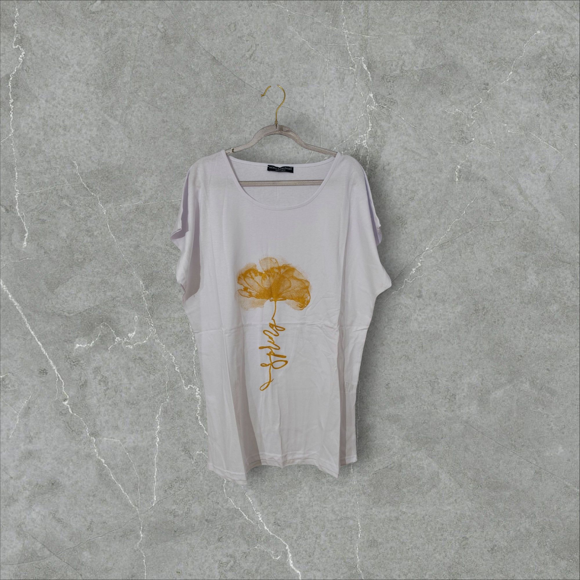 Elegancki T-shirt ze złotą aplikacją
