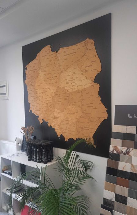 Drewniana nowa mapa Polski Winchester, województwa 160 cm, prezent