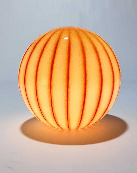 Candeeiro de mesa sem fios de vidro Laranja e branco ao estilo Murano