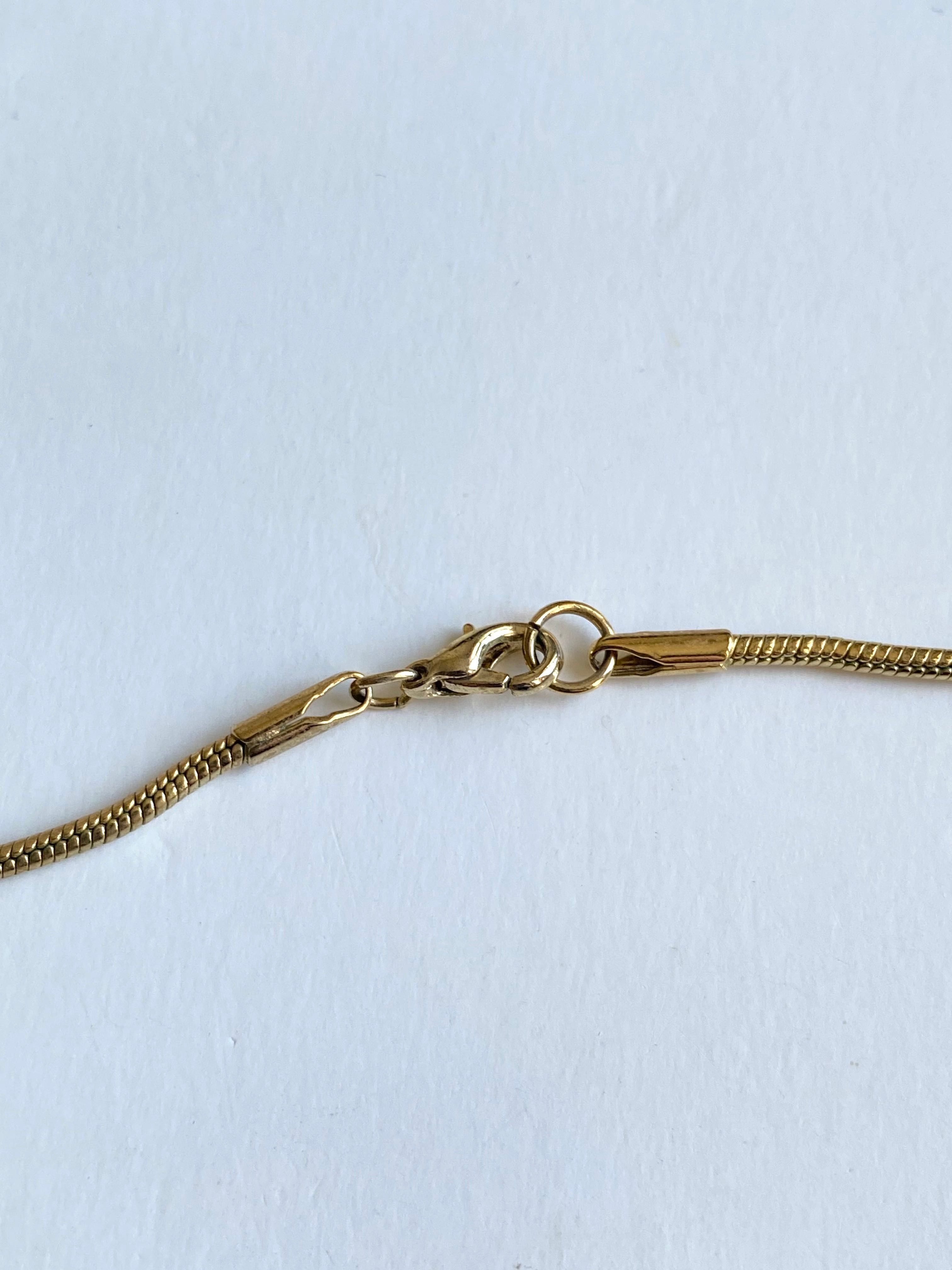 Naszyjnik stary vintage złoty metalowy z kryształem 80s