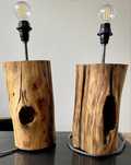 Lampki rustykalne stołowe handmade dębowe drewno naturalne
