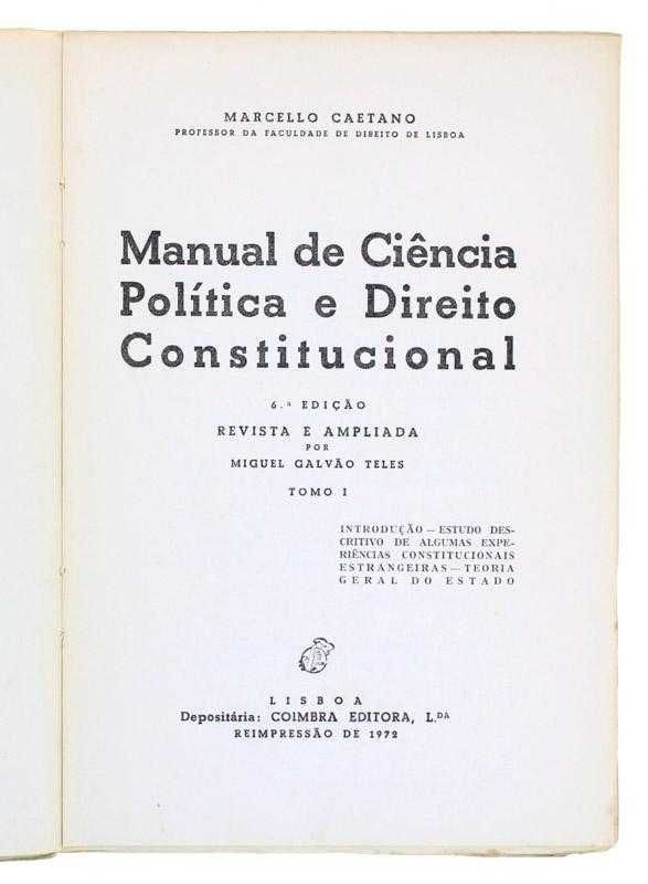Manual de Ciência Política e Direito Constitucional, Marcello Caetano