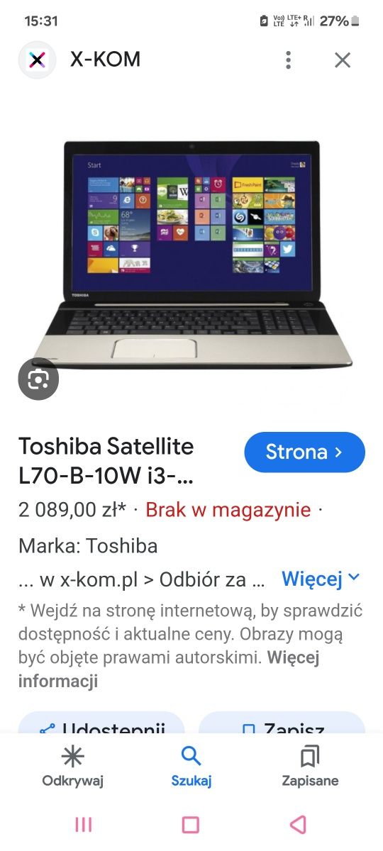 Laptop Toshiba L 70-10w r7 m260 radeon 2gb