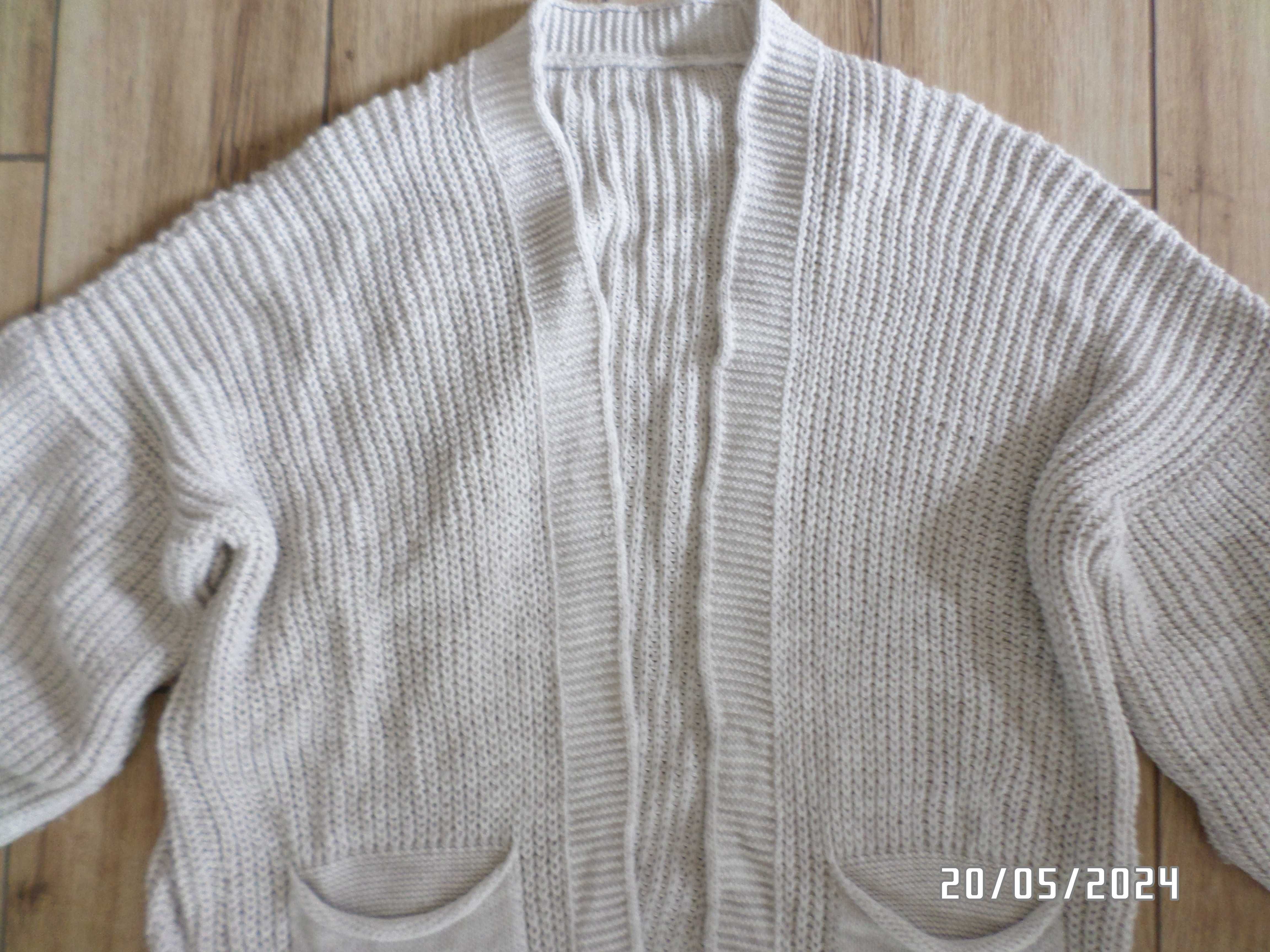 piękny damski sweter długi-xl/xxl-kardigan z kieszeniami